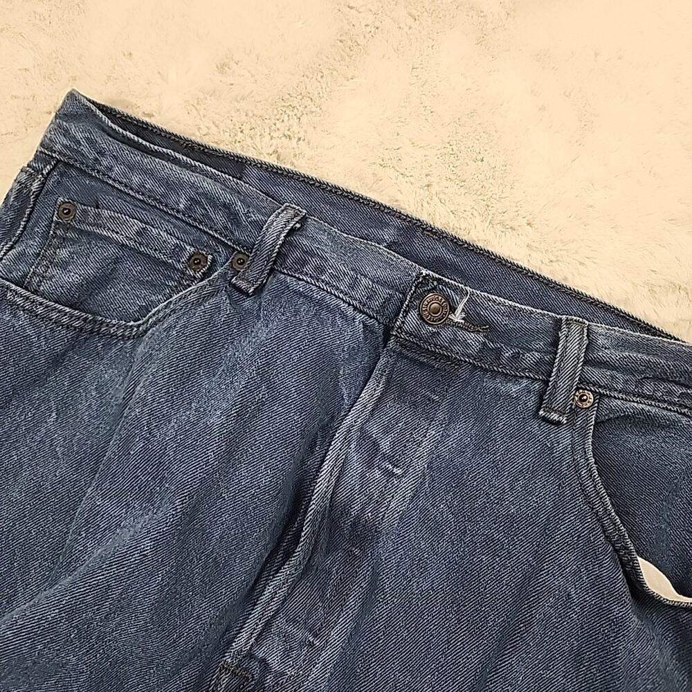 Levis Mens 501 Button Fly Jeans Sz 32x30 Dark Wash 100% Cotton - Picture 6 of 16